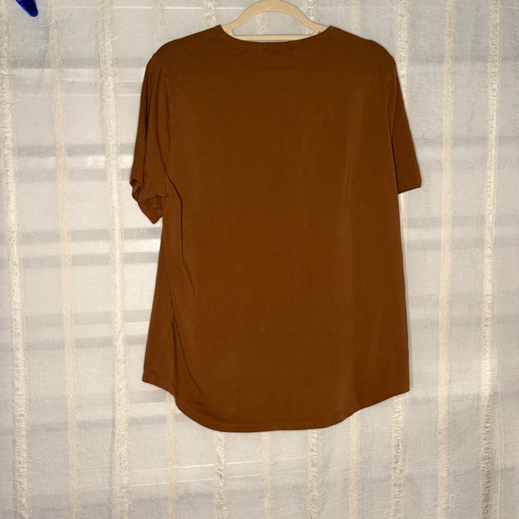 Nuuds Crew Neck Short Sleeve Tee Womens L Brown Good Curved Hem Relaxed Fit - Picture 4 of 6
